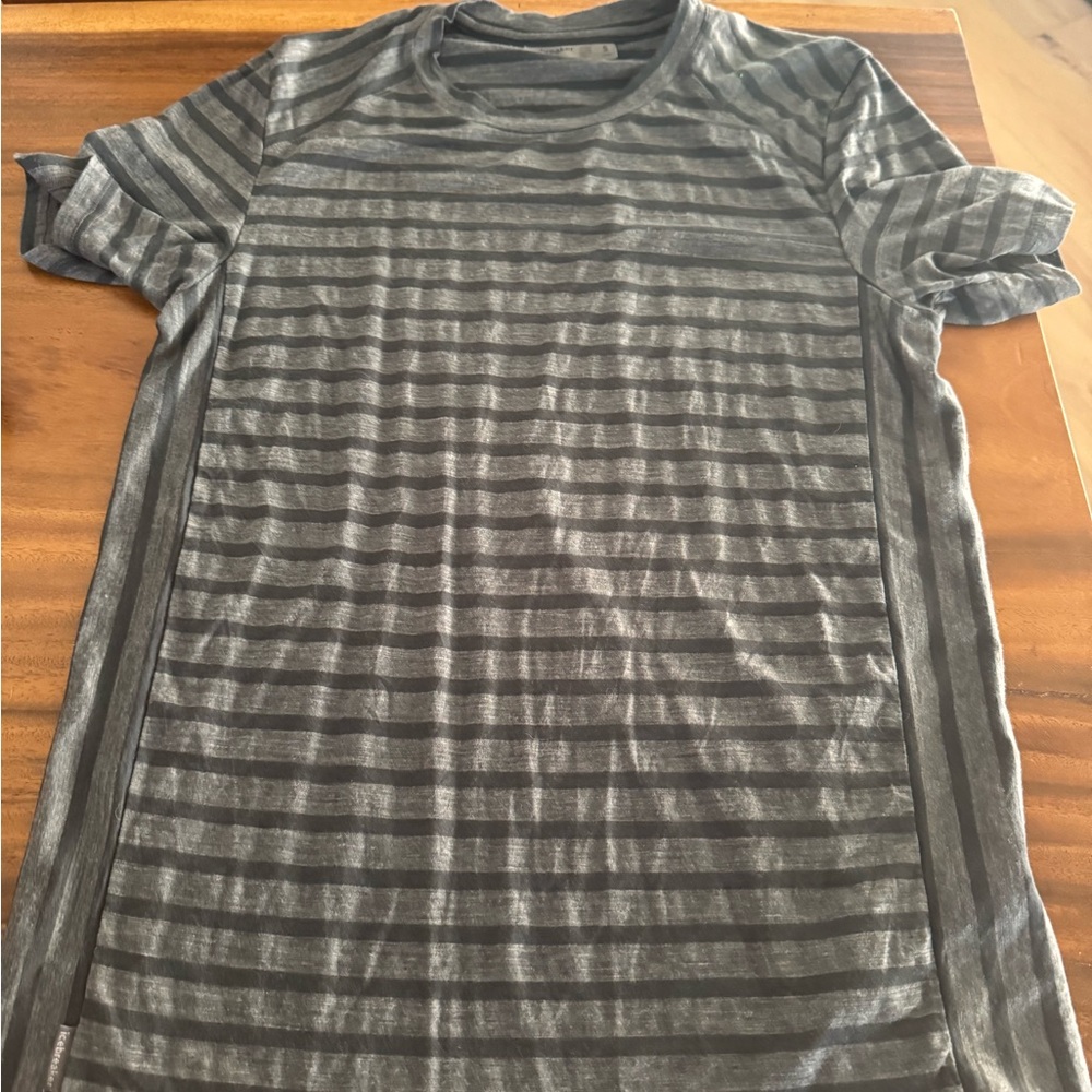 Icebreaker Gray Short Sleeve Tee with Stripes